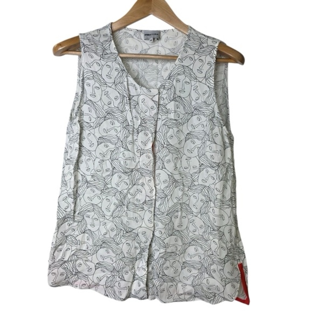 Bimba Y Lola face prints button down sleevesless shirt